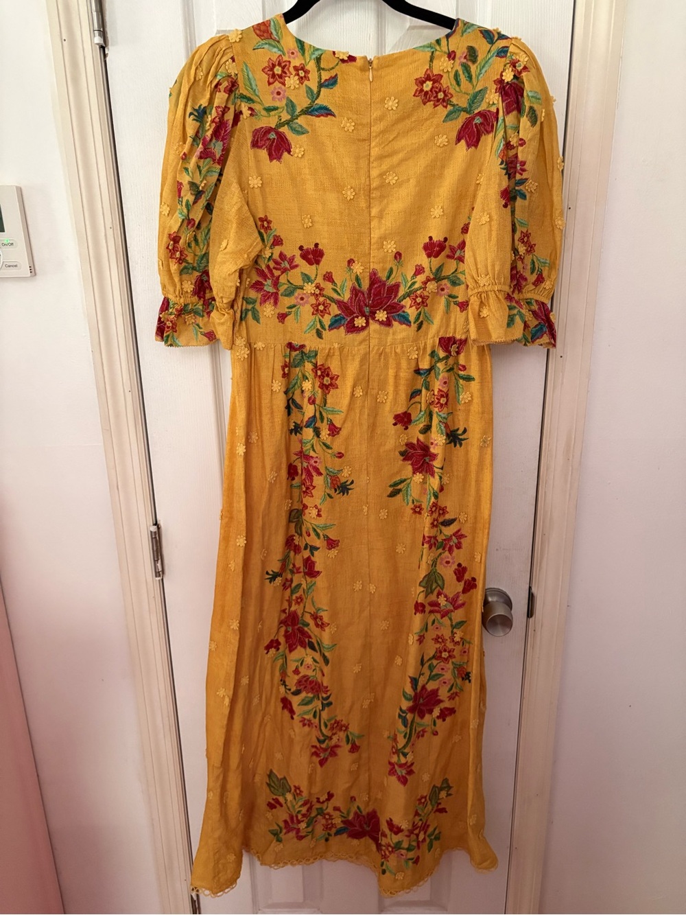 FARM Rio Yellow Floral Dream Smocked Midi Dress L - Picture 11 of 14